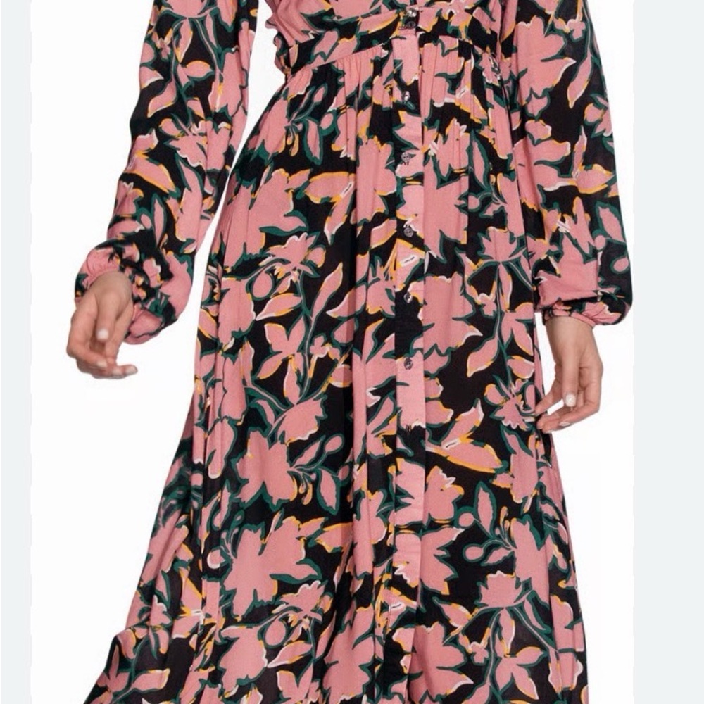 Maaji Love Vine Floral Long Sleeve Maxi Dress/cover u in size Large. Mint , NWOT